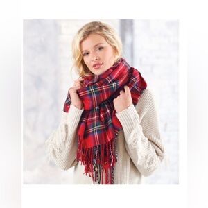 NWT Charlie Paige Red Tartan Plaid Blanket Scarf Wrap Shawl Christmas Winter